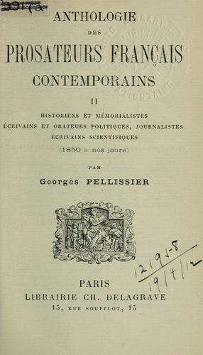 Anthologie des prosateurs français contemporains .... (1850 à nos jours) by Georges Pellissier cover