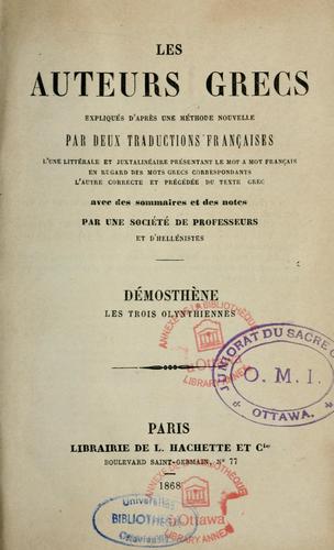 Les trois Olynthiennes by Démosthène cover
