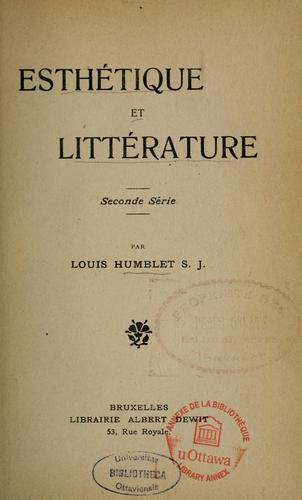 Esthétique et littérature by Louis Humblet cover