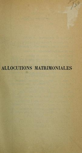 Allocutions matrimoniales by Eugène Duplessy cover
