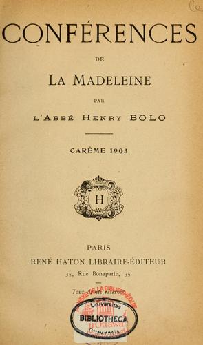 Conférences de La Madeleine by Henry Bolo cover