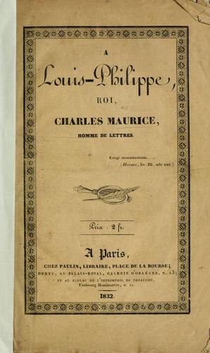 A Louis-Philippe, roi by Jean Charles françois Maurice-Descombes cover