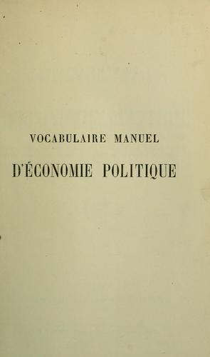 Vocabulaire manuel d'economie politique