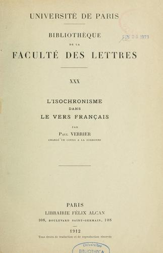 L'isochronisme dans le vers français by Paul Isidore Verrier cover