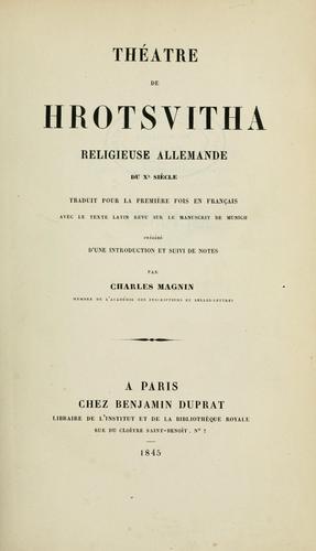 Théâtre de Hrotsvitha, religieuse allemande du 1̀0eme sìecle