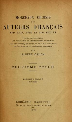 Morceaux choisis des auteurs francais by A. Cahen cover