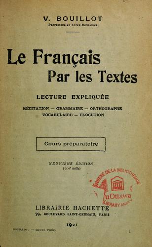 Le Français par les textes by V. Bouillot cover