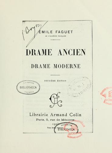 Drame ancien, drame moderne by Émile Faguet cover