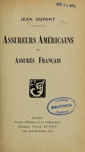 Assureurs américains et assurés français by Jean Dupont cover