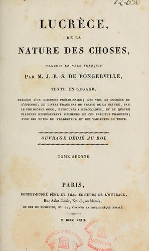 De la nature des choses by Lucrèce cover