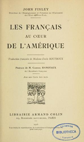 Les Français au cœur de l'Amérique by Finley, John H. cover