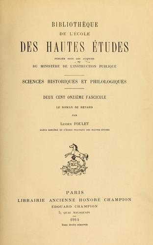 Le Roman de Renard by Lucien Foulet cover