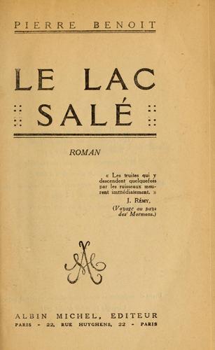 Le lac salé by Pierre Benoît cover