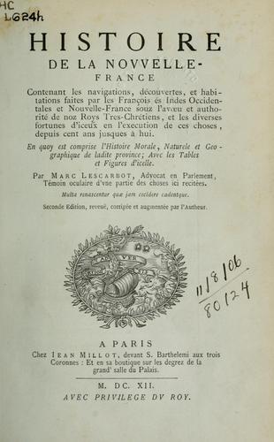 Histoire de la Nouvelle-France by Marc Lescarbot cover
