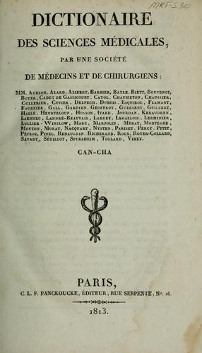 Dictionnaire des sciences médicales by Nicolas Philibert Adelon cover