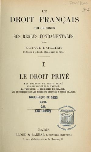 Le droit français by Octave Larcher cover