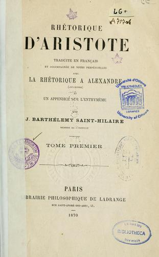 Rhétorique d'Aristote by Aristote cover