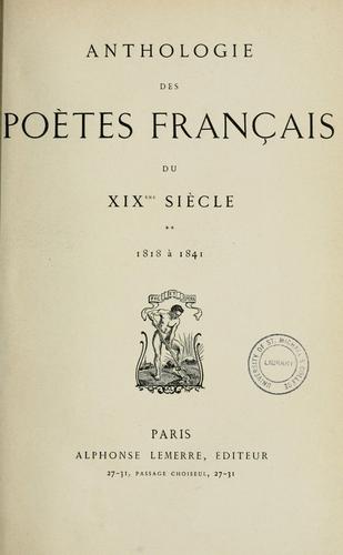 Anthologie des poètes français du XIXème siècle by Alphonse Lemerre cover