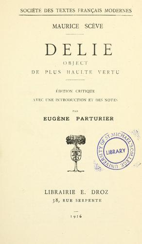 Delie by Maurice Scève cover