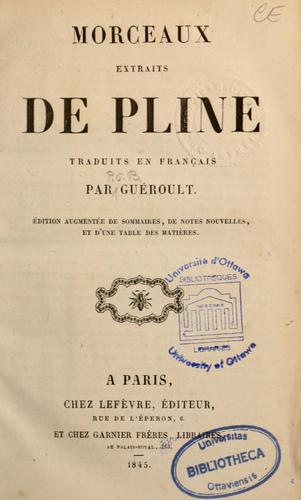 Morceaux extraits de Pline by Pliny the Elder cover