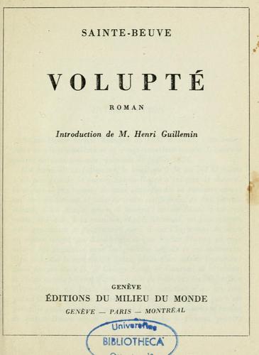 Volupté by Charles Augustin Sainte-Beuve cover