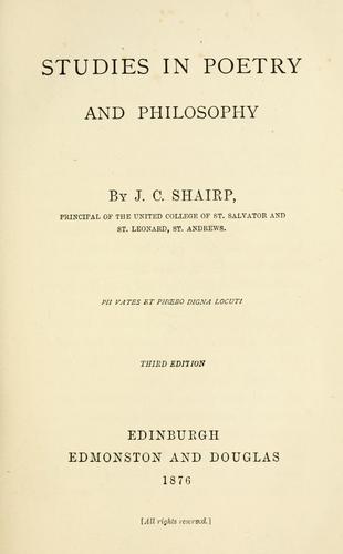 Studies in poetry and philosophy