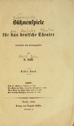 Bühnenspiele für das deutsche Theater by Adolph Bahn cover