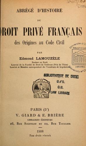 Abrégé d'histoire du droit privé français by Edmond Lamouzèle cover