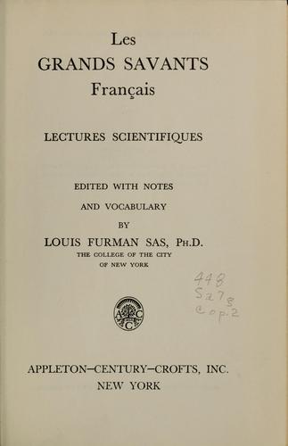 Les grands savants Français by Louis Furman cover