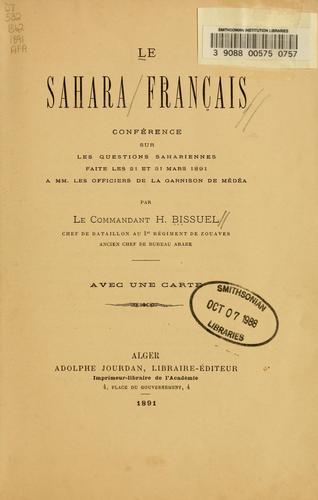 Le Sahara français by H. Bissuel cover