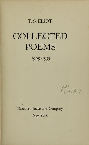 Collected poems, 1909-1935