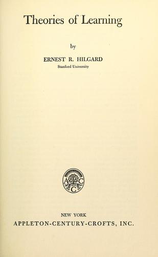 Theories of learning by Ernest Ropiequet Hilgard, Gordon H. Bower cover