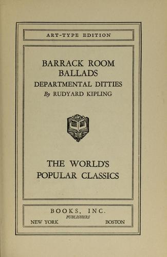 Departmental ditties and ballads and barrack room ballads