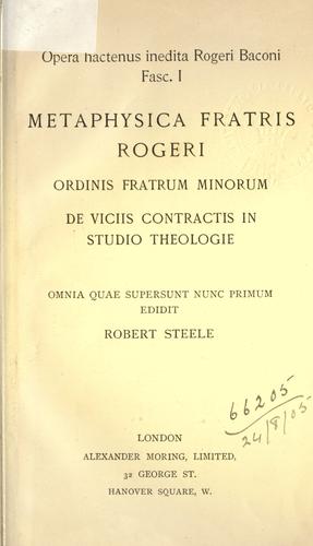Opera hactenus inedita Rogeri Baconi