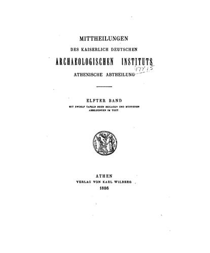 Mitteilungen des Deutschen Archäologischen Instituts, Athenische Abteilung by Deutsches Archäologisches Institut, Athenische Abteilung cover