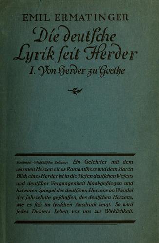 Die deutsche lyrik seit Herder  by Emil Ermatinger cover