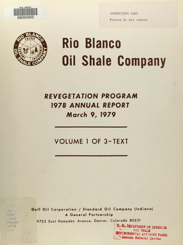 Annual report for RBOSC revegetation experimental program