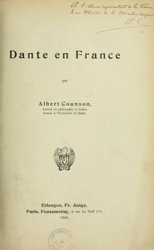 Dante en France by Albert Counson cover
