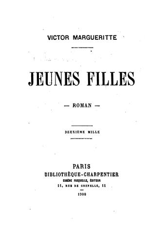 Jeunes filles: roman by Victor Margueritte cover