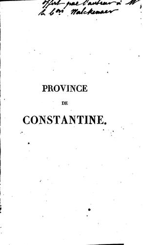 Province de Constantine by Dureau de La Malle M. cover