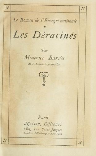 Les déracinés by Maurice Barrès cover