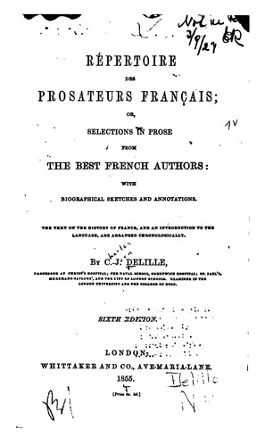 Répertoire des prosateurs français; or, Selections in prose from the best French authors: with ... by J.C Delille cover