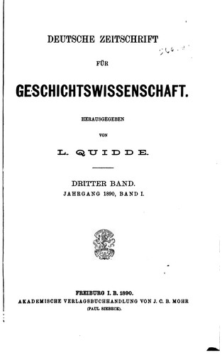Deutsche Zeitschrift für Geschichte-wissenschaft by [name missing] cover