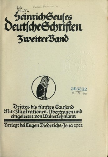 Heinrich Seuses Deutsche Schriften by Heinrich Seuse cover