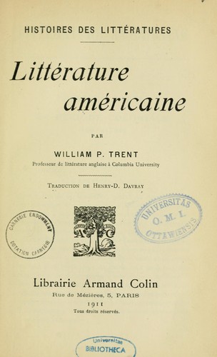 Littérature américaine by William Peterfield Trent cover