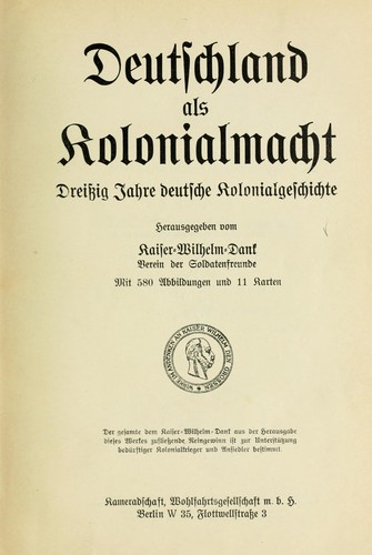 Deutschland als Kolonialmacht by Kaiser-Wilhelm-Dank, Verein der Soldatenfreunde cover