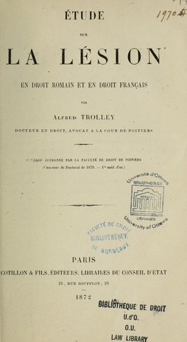 Étude sur la lésion en droit romain et en droit français
