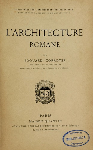 La ̕rchitecture romane . by Édouard Jules Corroyer cover