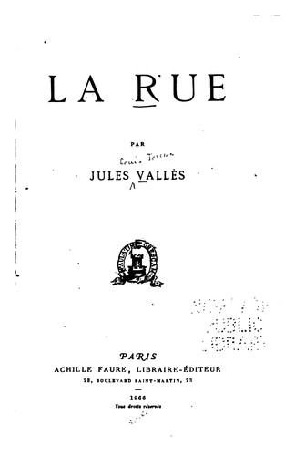 La Rue by Jules Vallès cover
