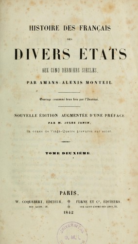 Histoire des Français des diverses états by Amans Alexis Monteil cover